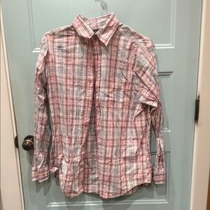 Roundtree & Yorke Red and White Plaid Button Down Shirt